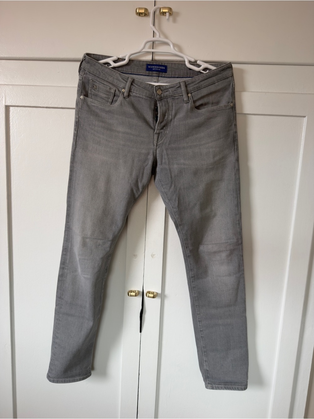 Scotch & Soda Men's Slim Straight Ralston Jeans in Light Gray